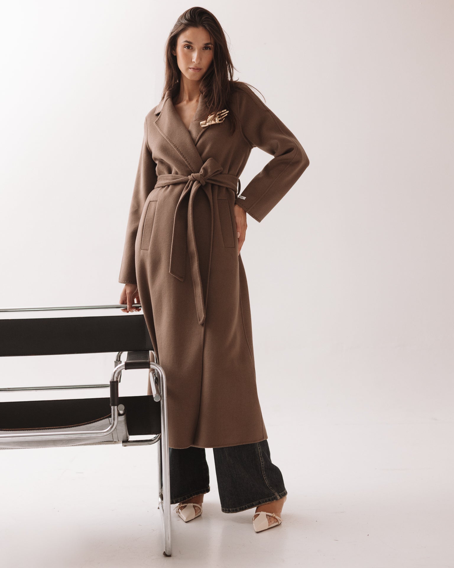 DIXIE - Cappotto Cammello con Cintura