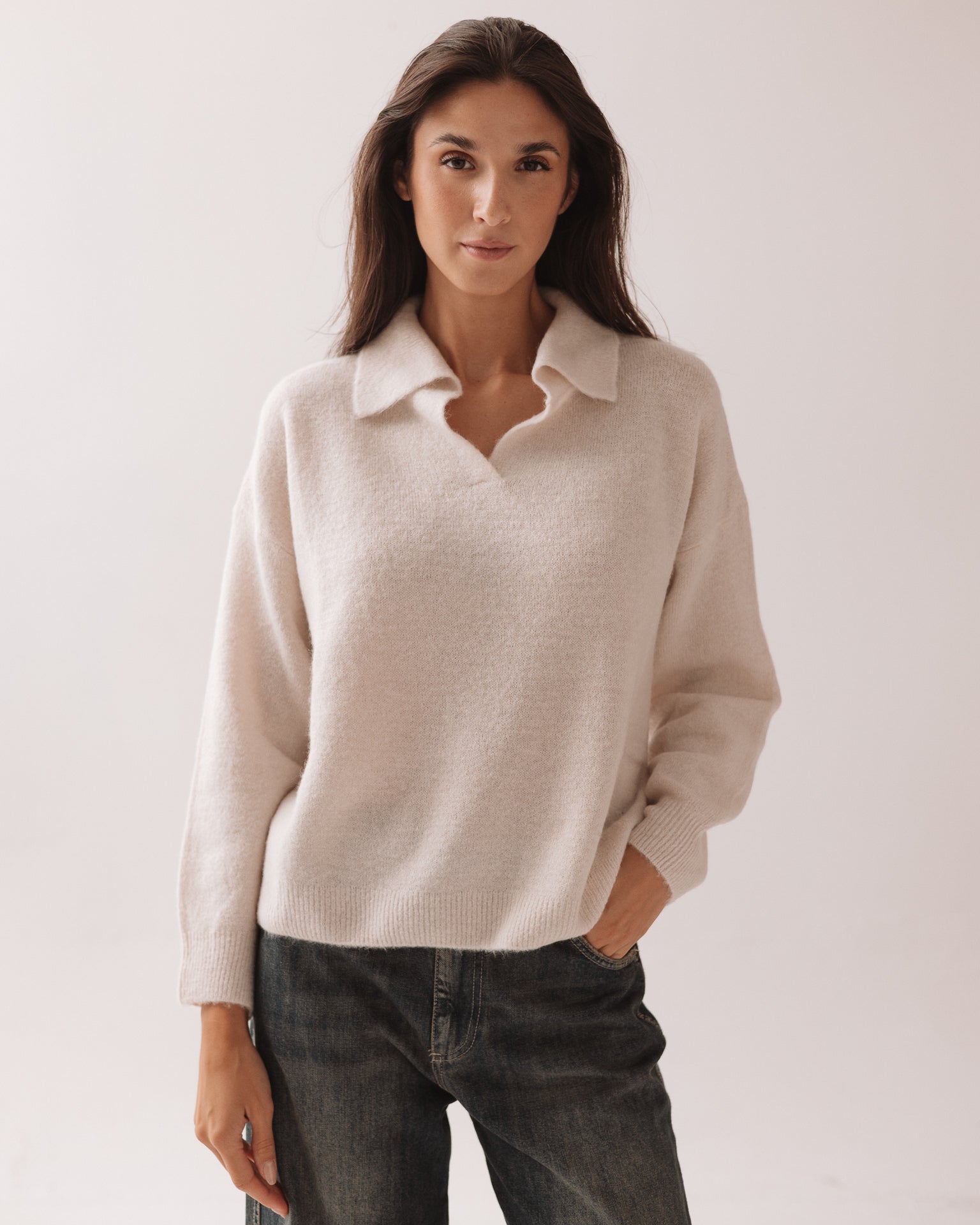 DIXIE - Maglione Colletto Panna