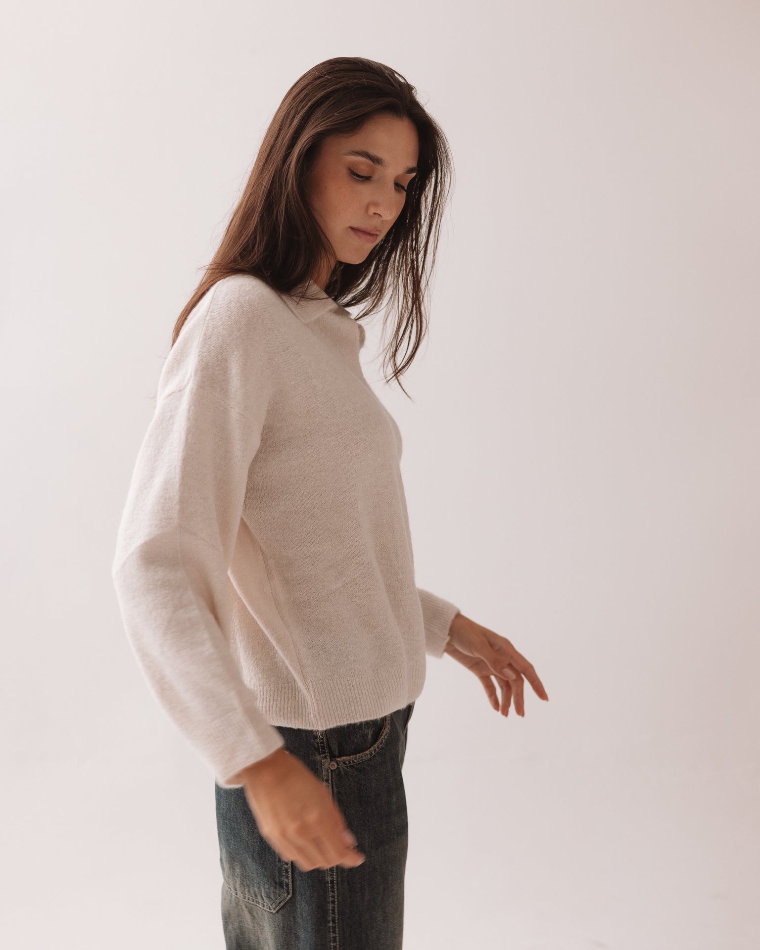 DIXIE - Maglione Colletto Panna