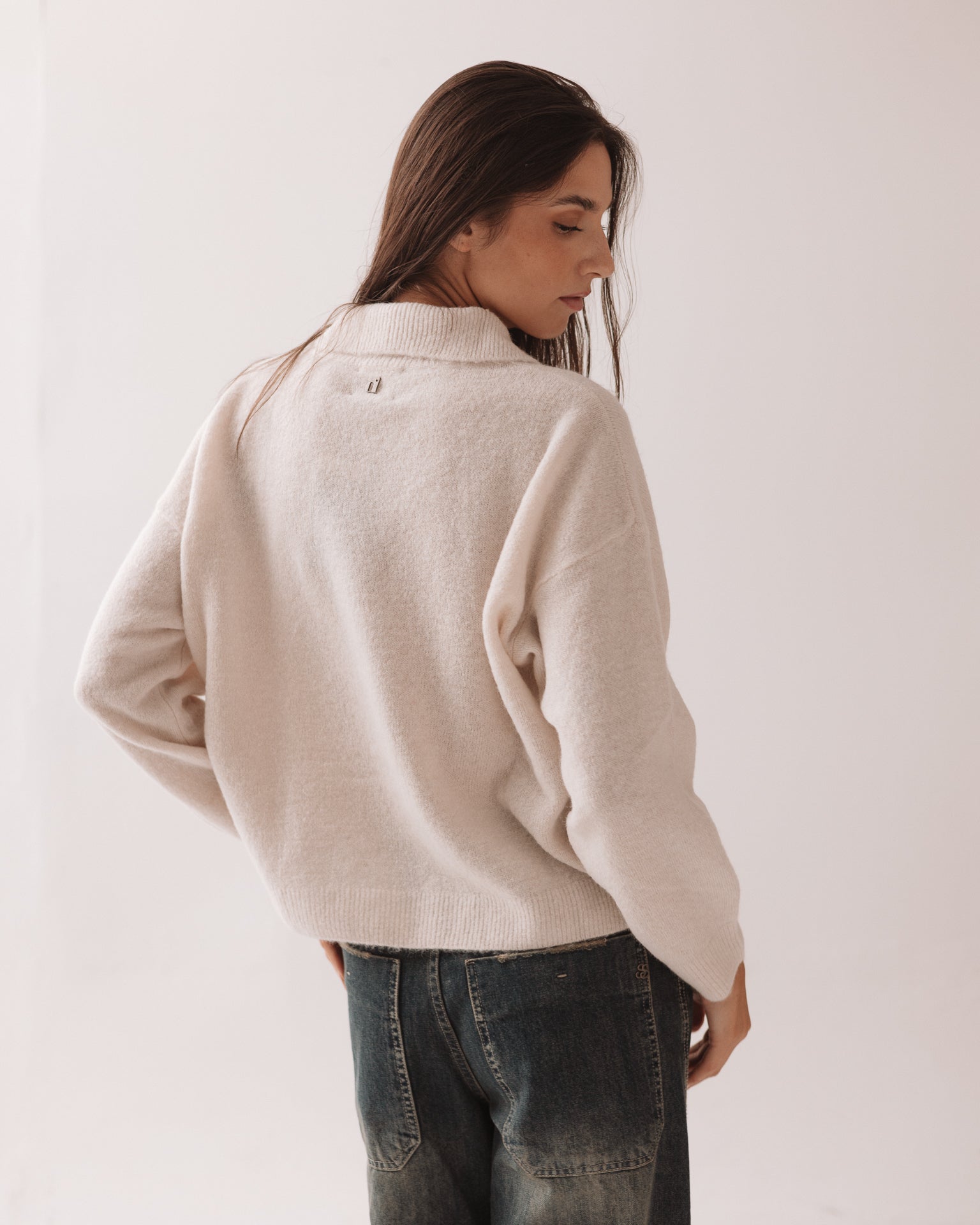 DIXIE - Maglione Colletto Panna