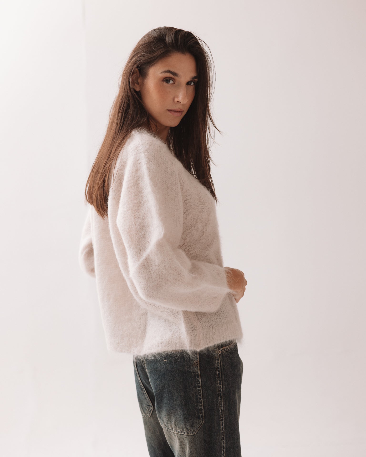 DIXIE - Cardigan Aperto Panna