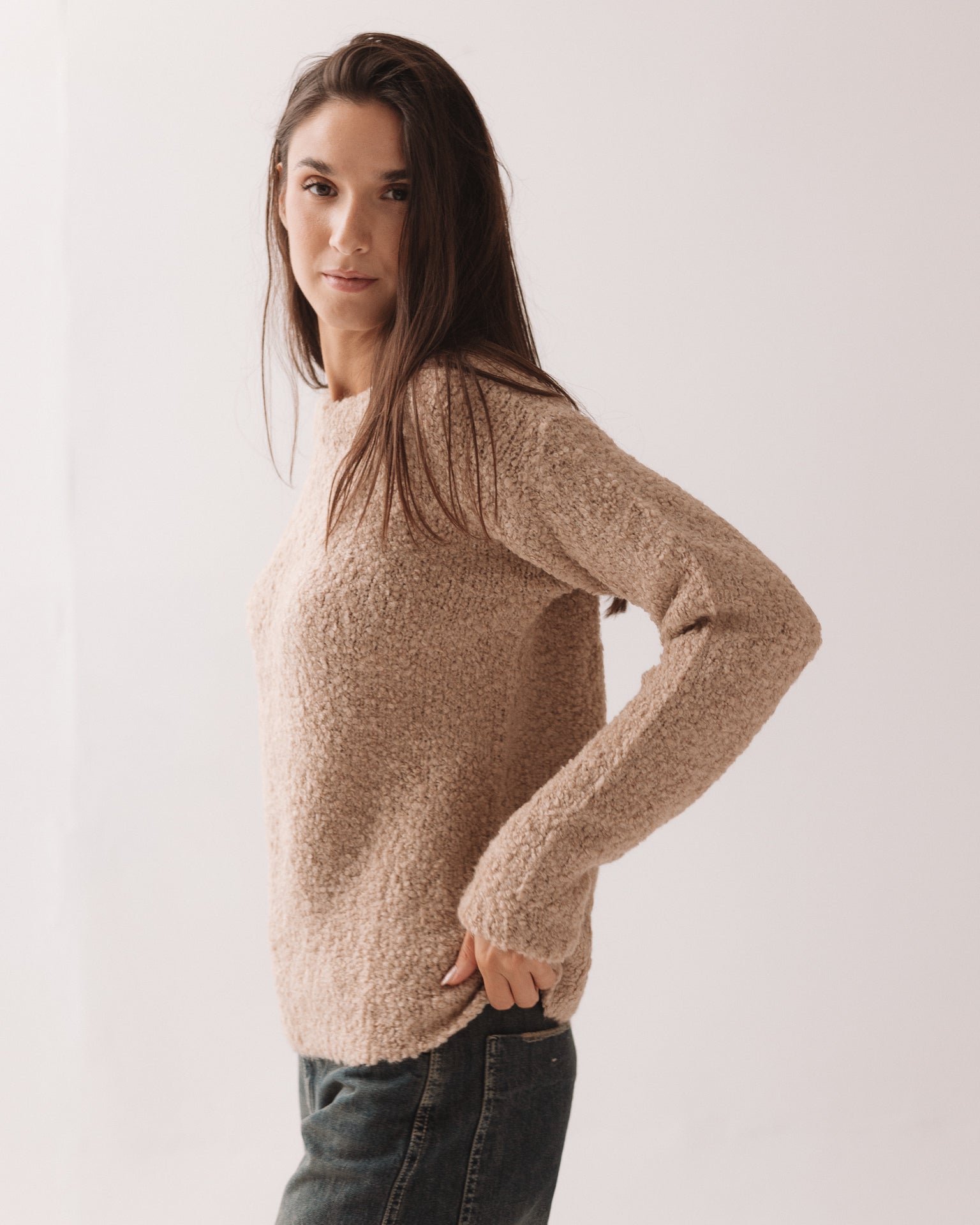 DIXIE - Maglione Bouclé Beige