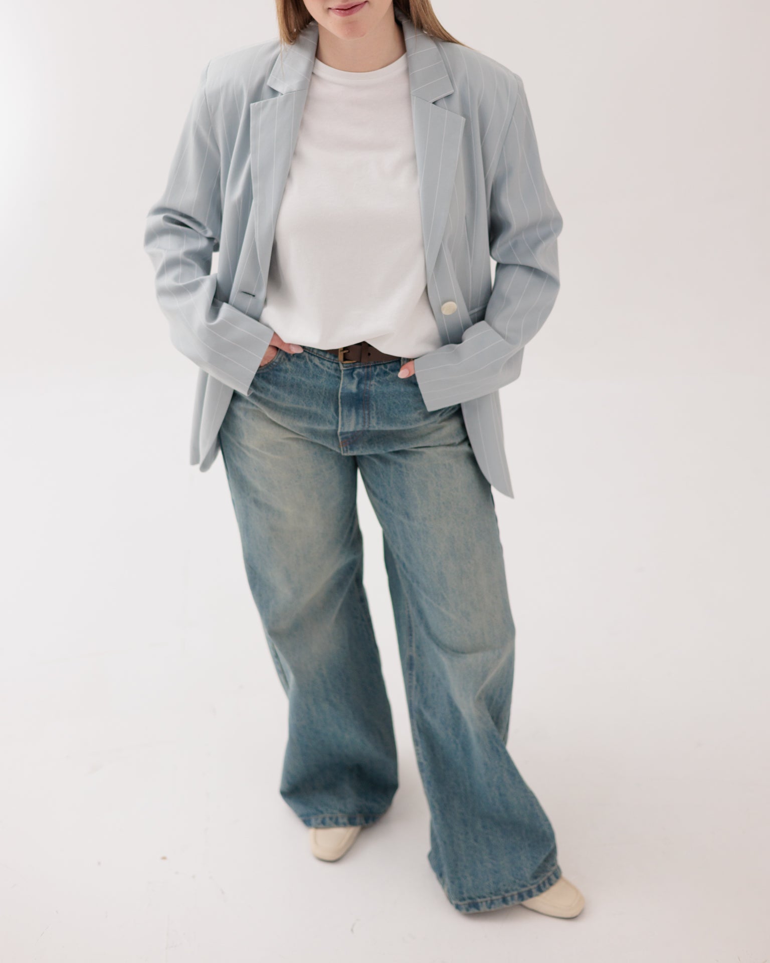 ELEH - Blazer Celeste Gessato