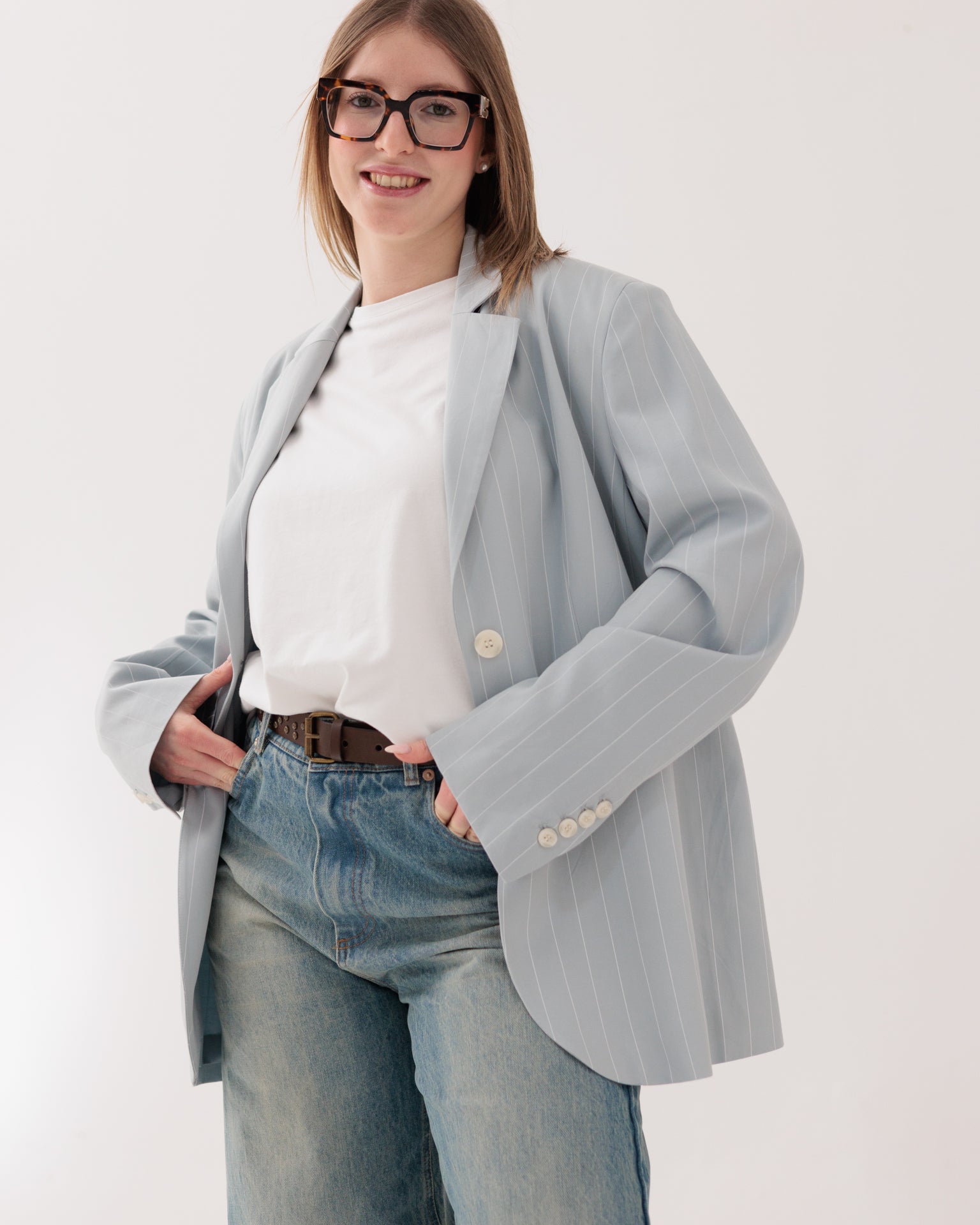 ELEH - Blazer Celeste Gessato