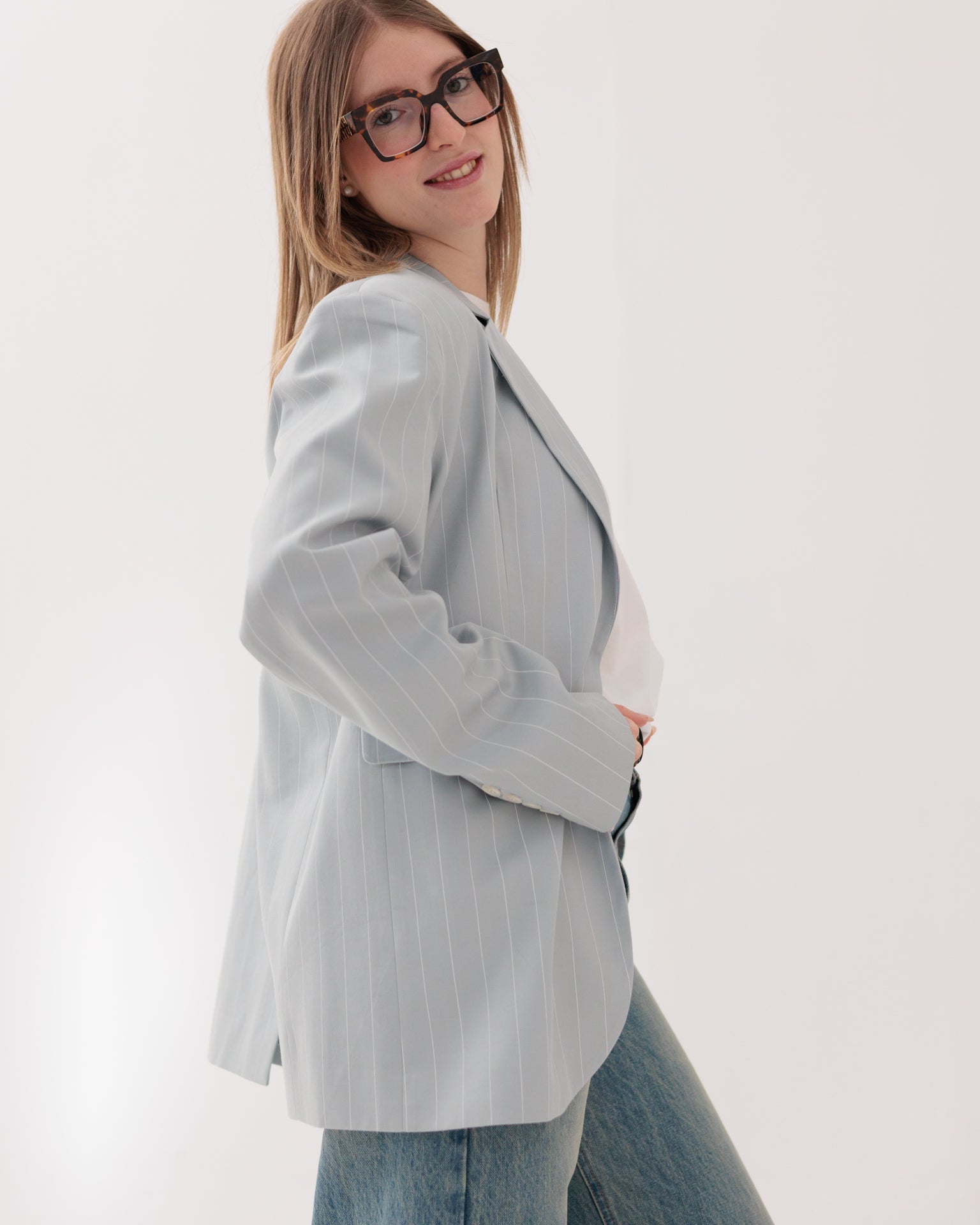 ELEH - Blazer Celeste Gessato