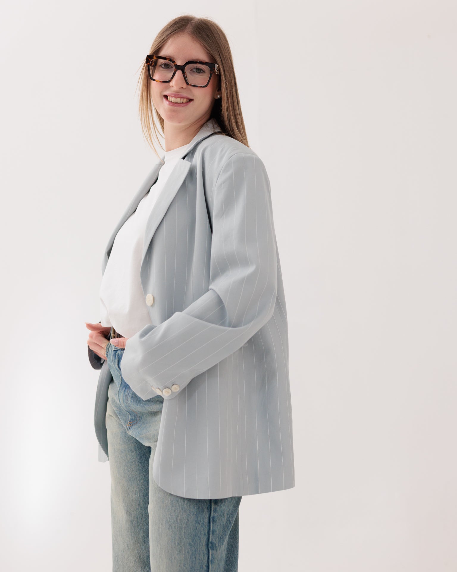ELEH - Blazer Celeste Gessato