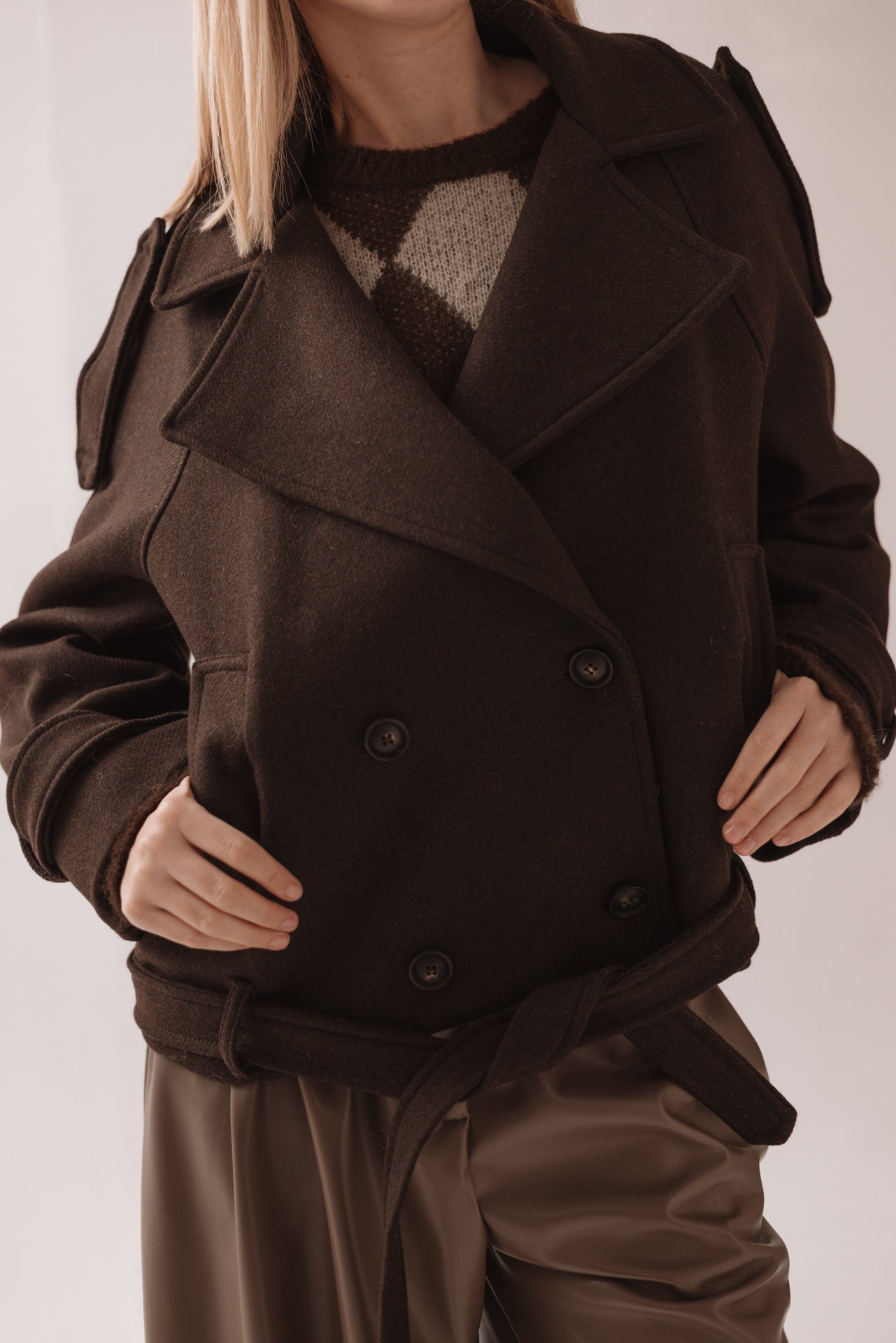 SOUVENIR - Cappotto Corto Cioccolato