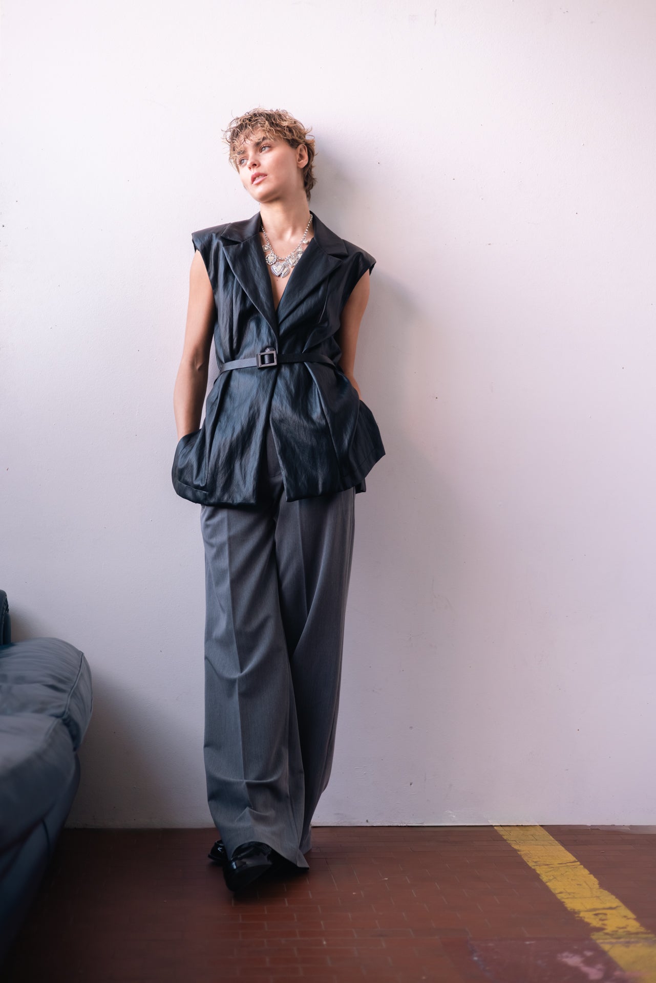 DIXIE - Gilet Ecopelle con Cintura