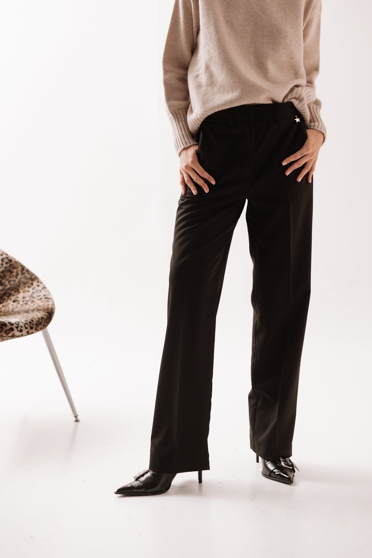 SOUVENIR - Pantalone Nero Regular Fit