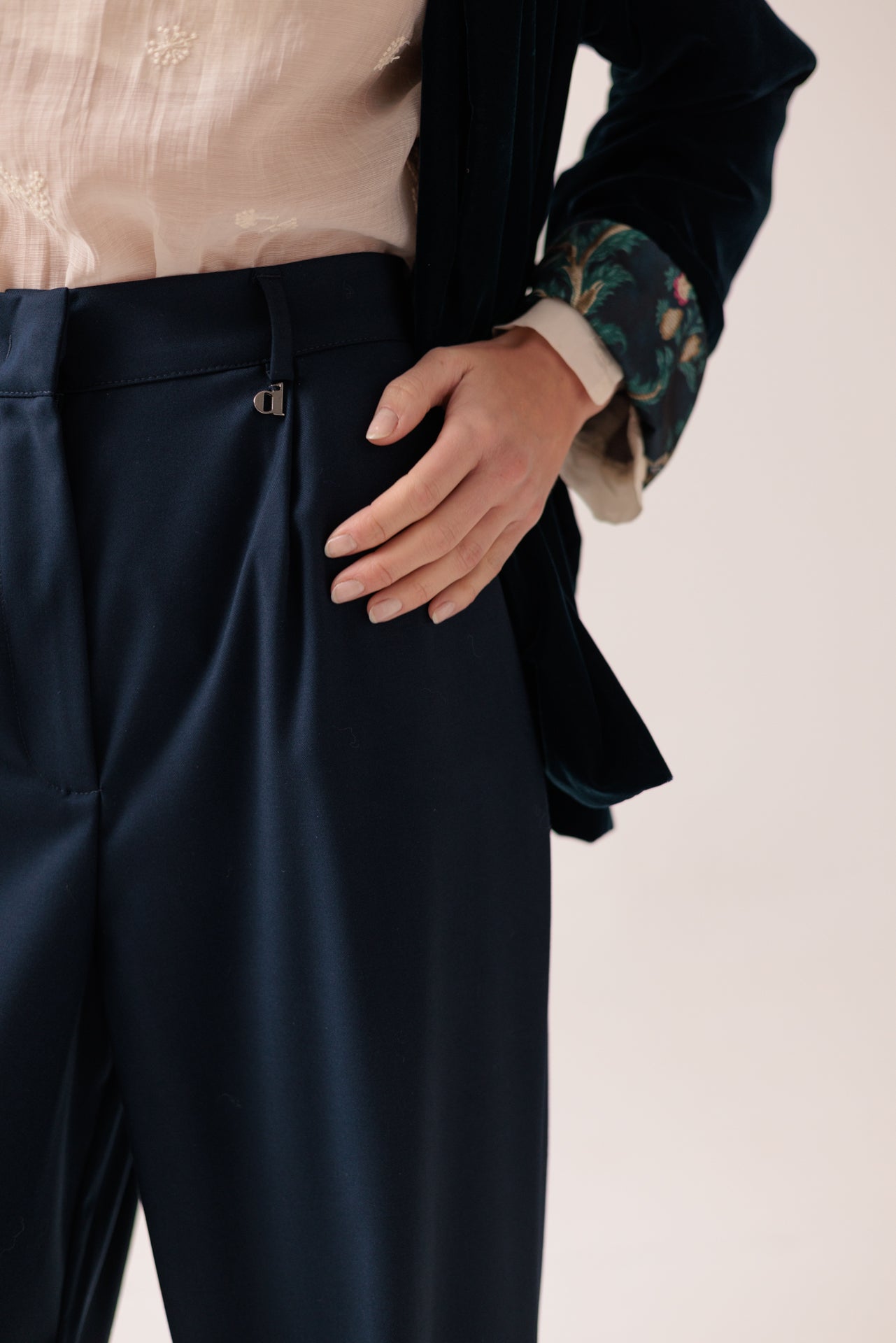DIXIE - Pantalone Blu Con Pinces