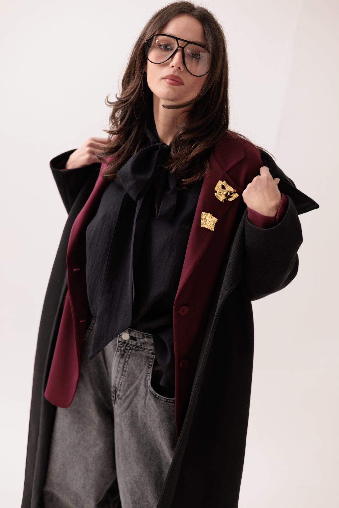 SOUVENIR - Cappotto Nero con Cintura