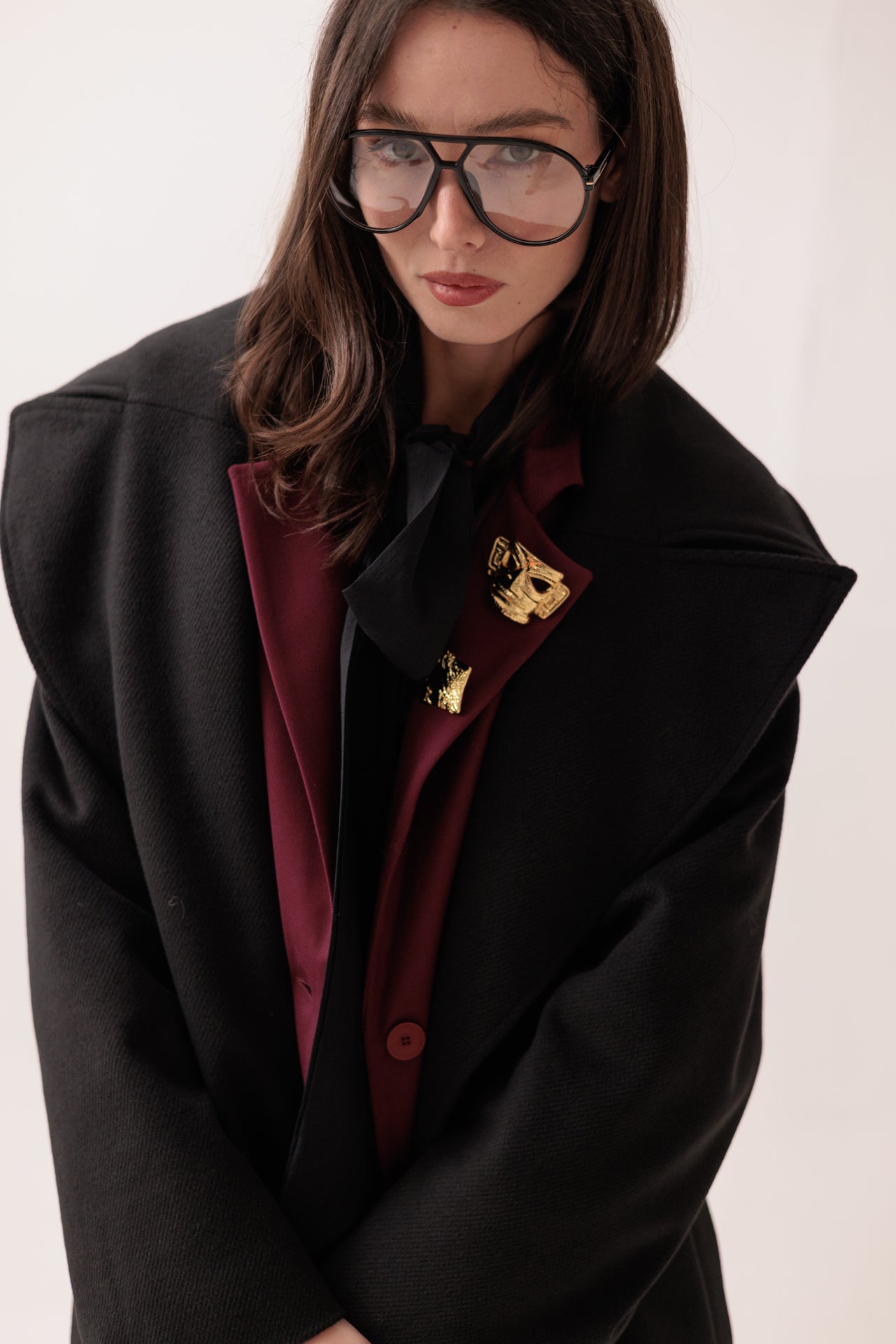 SOUVENIR - Cappotto Nero con Cintura