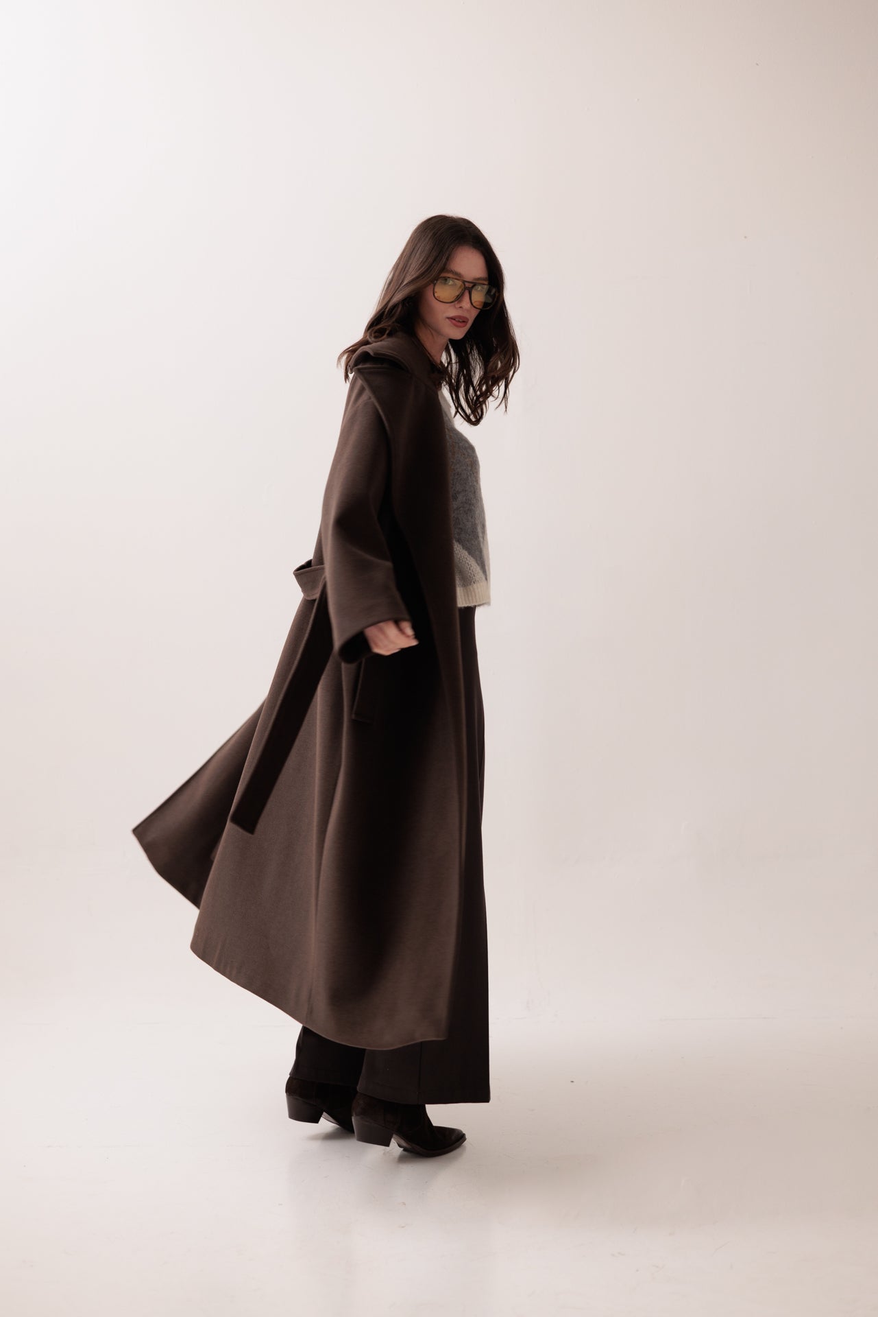 SOUVENIR - Cappotto Cioccolato con Cintura