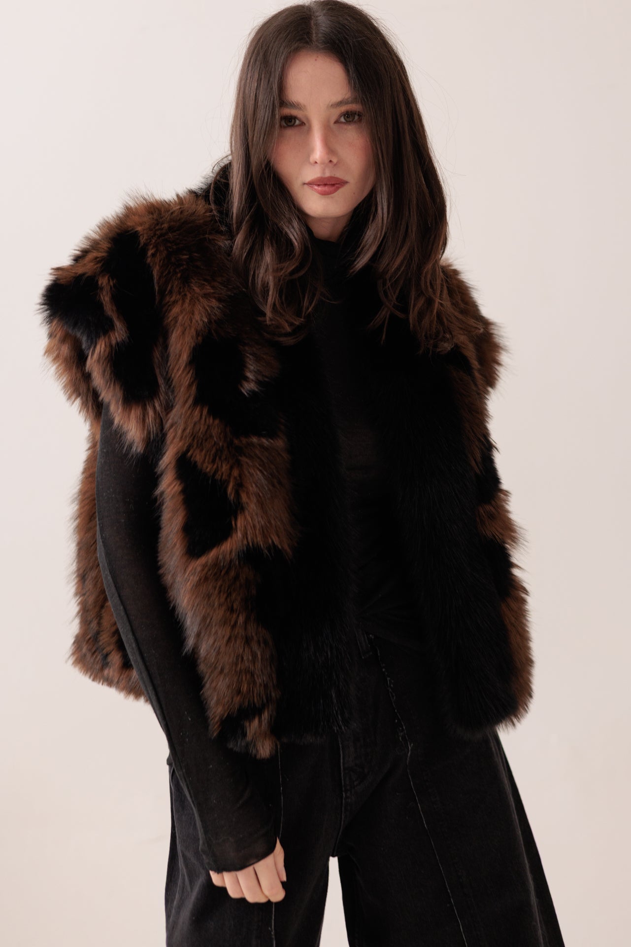 DIXIE - Gilet Pelliccia Effetto Maculato