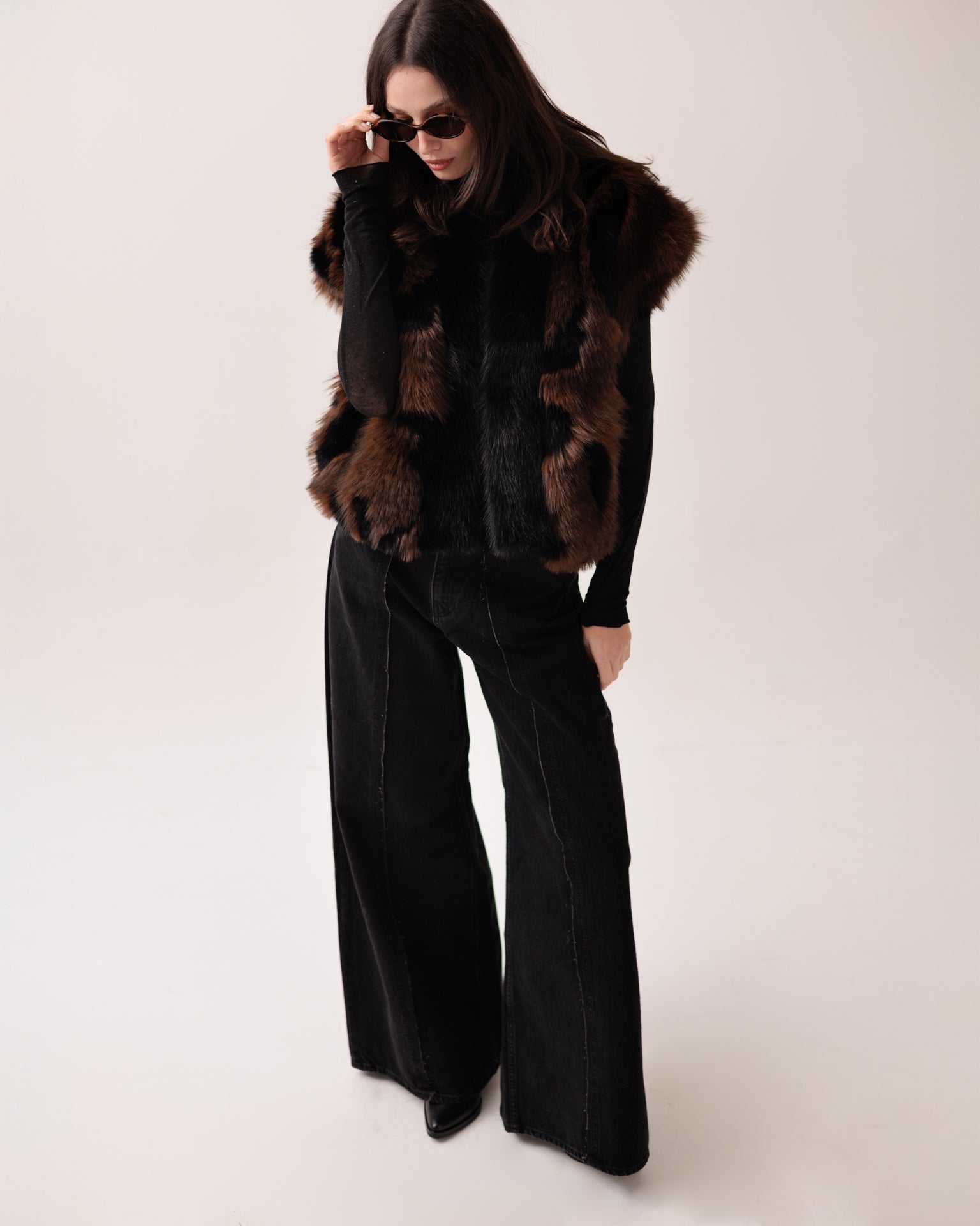 DIXIE - Gilet Pelliccia Effetto Maculato